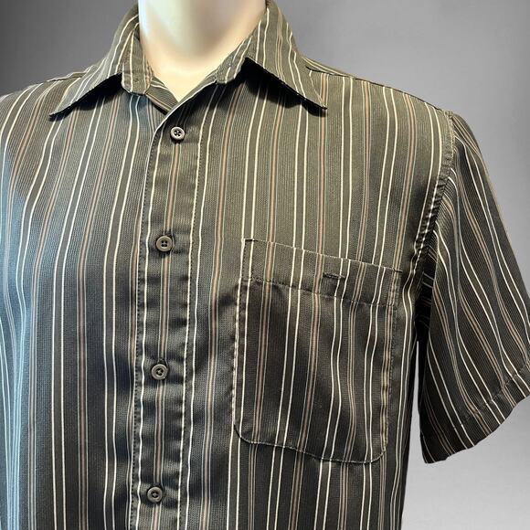 Vintage Haggar Shirt Medium Microfiber Polyester Button Down Grandpacore Vacay - Picture 2 of 7